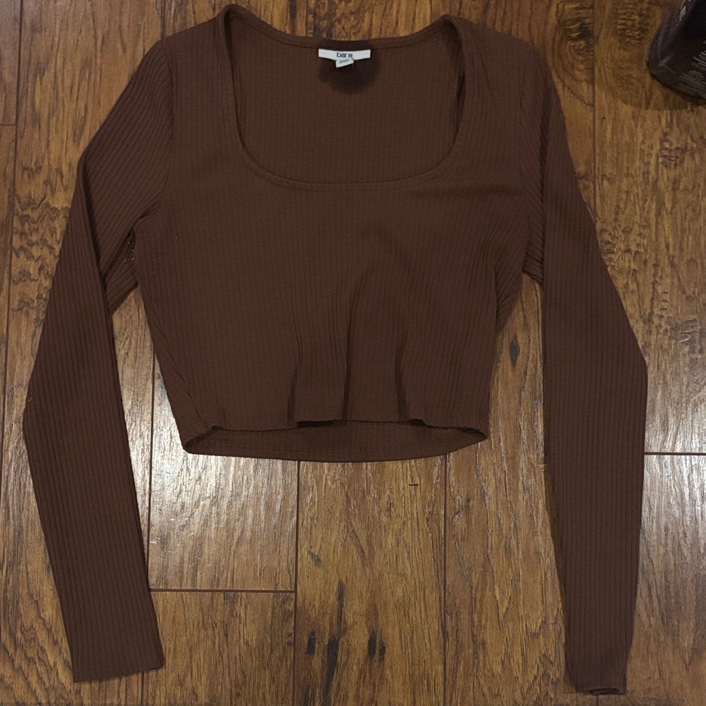 Bar III Chocolate Brown Ribbed Bodysuit